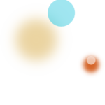 Abstract geometric composition: a large beige circle with a sky‑blue circle overlapping at the top and a smaller orange circle to the right on a white background